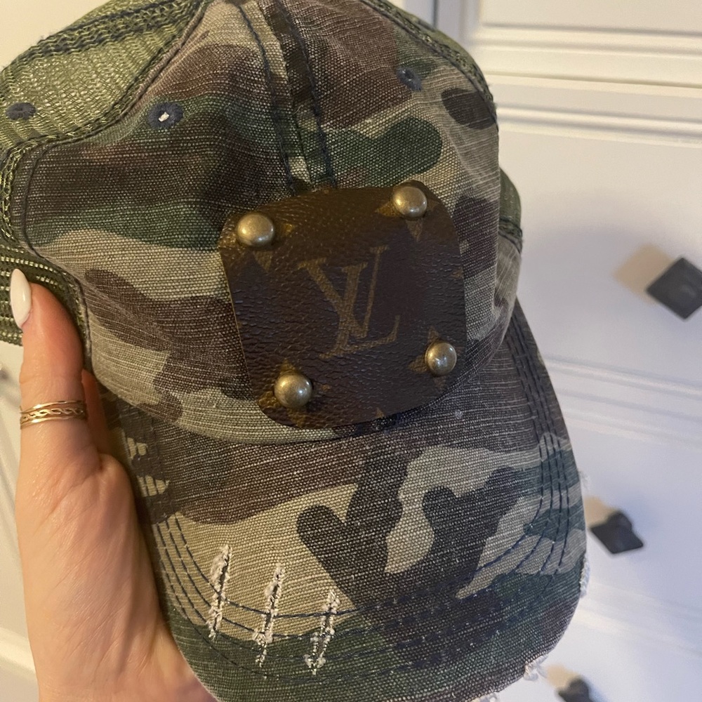 Louis Vuitton | authentic patch | repurposed | ball cap | camo